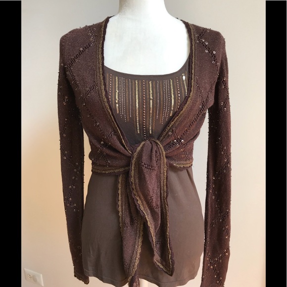 Cache Sweaters - Cache Espresso Brown Cropped Shrug Cardigan Cache Sweaters - Cache Espresso Brown Cropped Shrug Cardigan